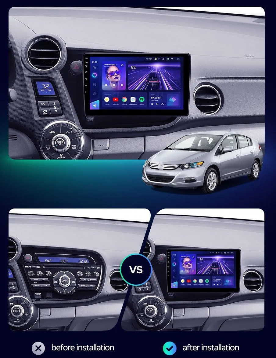 Car Dealz Elite 4G Data Model 10.2" Android 12.0 For Honda Insight 2 LHD RHD 2009 - 2014 In Dash Plus OEM Fascia