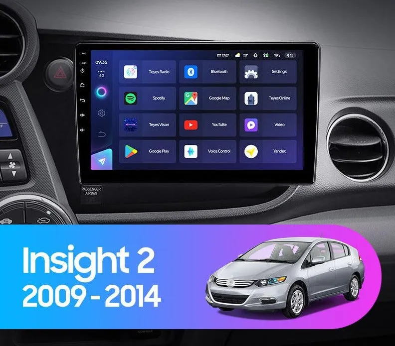 Car Dealz Elite 4G Data Model 10.2" Android 12.0 For Honda Insight 2 LHD RHD 2009 - 2014 In Dash Plus OEM Fascia