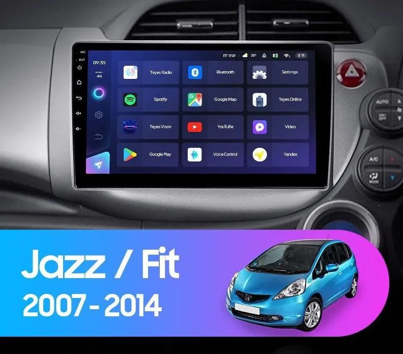 Car Dealz Elite 4G Data Model 10.2" Android 12.0 For Honda Jazz Fit 2007-2014 In Dash Plus OEM Fascia