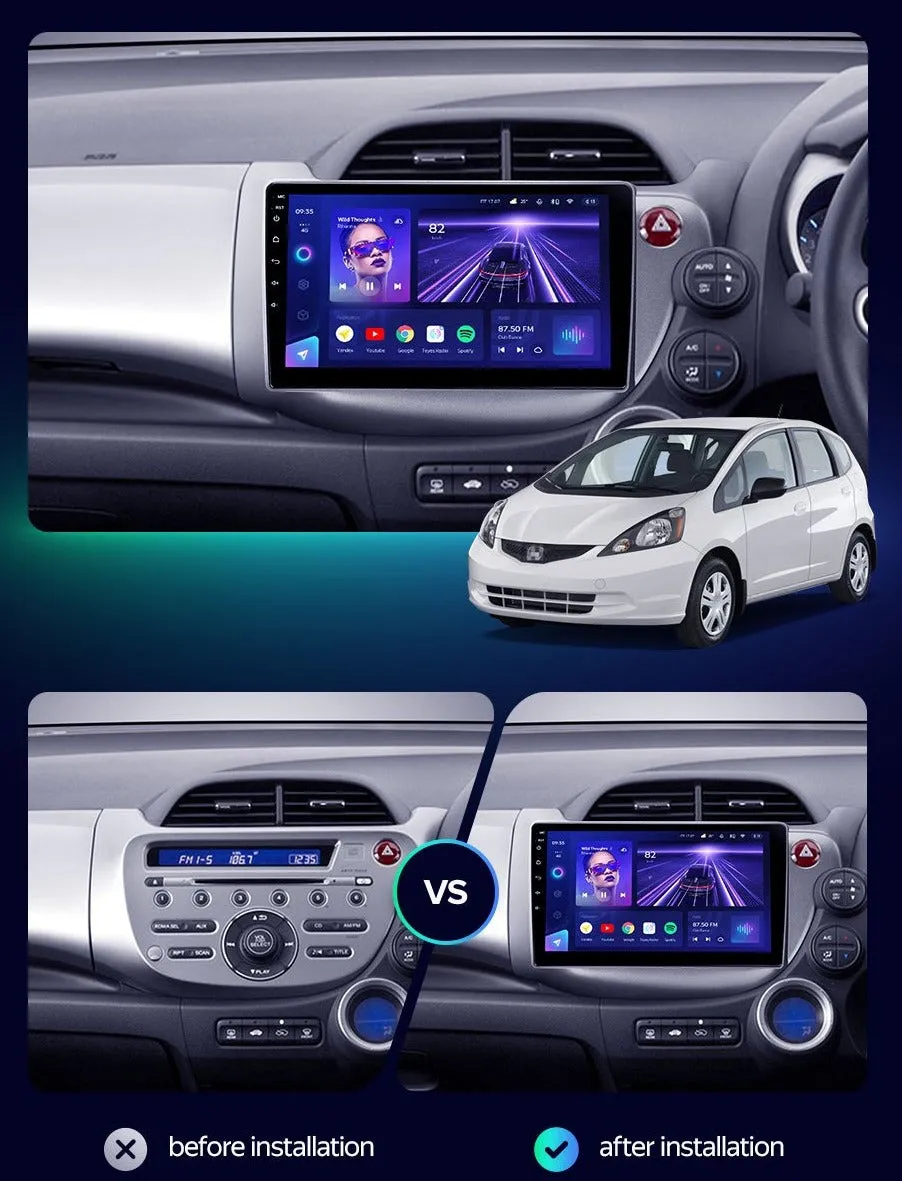 Car Dealz Elite 4G Data Model 10.2" Android 12.0 For Honda Jazz Fit 2007-2014 In Dash Plus OEM Fascia
