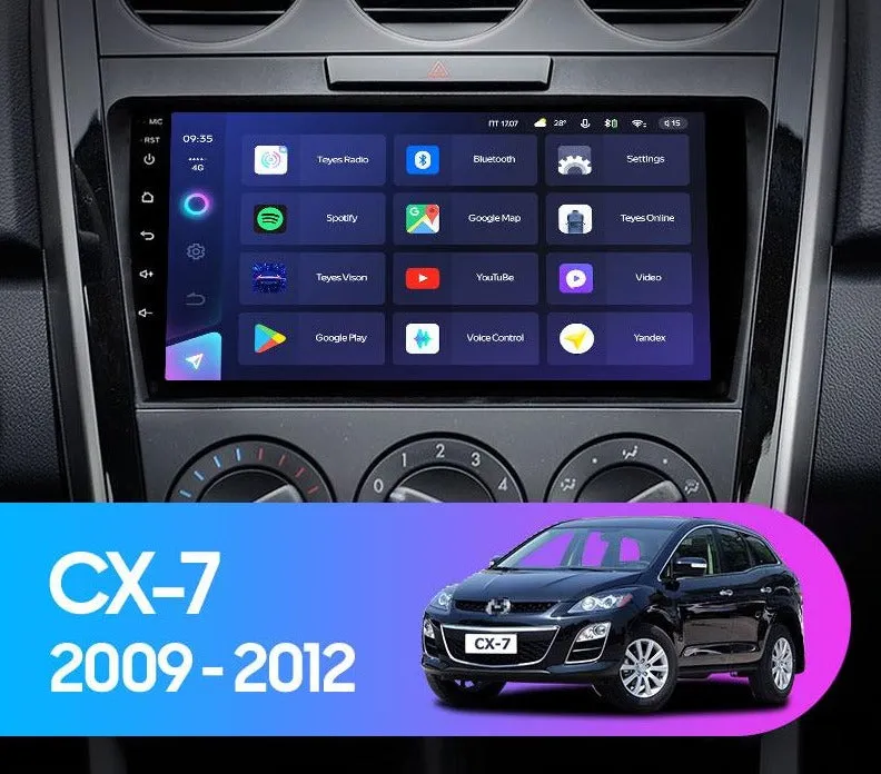 Car Dealz Elite 4G Data Model 10.2" Android 12.0 For Mazda CX7 CX-7 CX 7 ER 2009 - 2012 In Dash Plus OEM Fascia