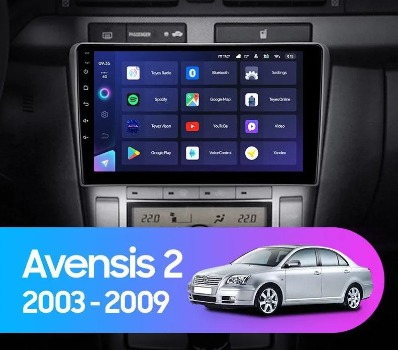 Car Dealz Elite 4G Data Model 10.2" Android 12.0 For Toyota Avensis T250 2 II 2003 - 2009 In Dash Plus OEM Fascia