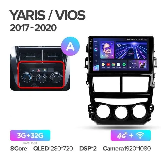 Car Dealz Elite 4G Model 10.2" Android 12.0 For Toyota Yaris Vios 2017 - 2020 In Dash Plus OEM Fascia