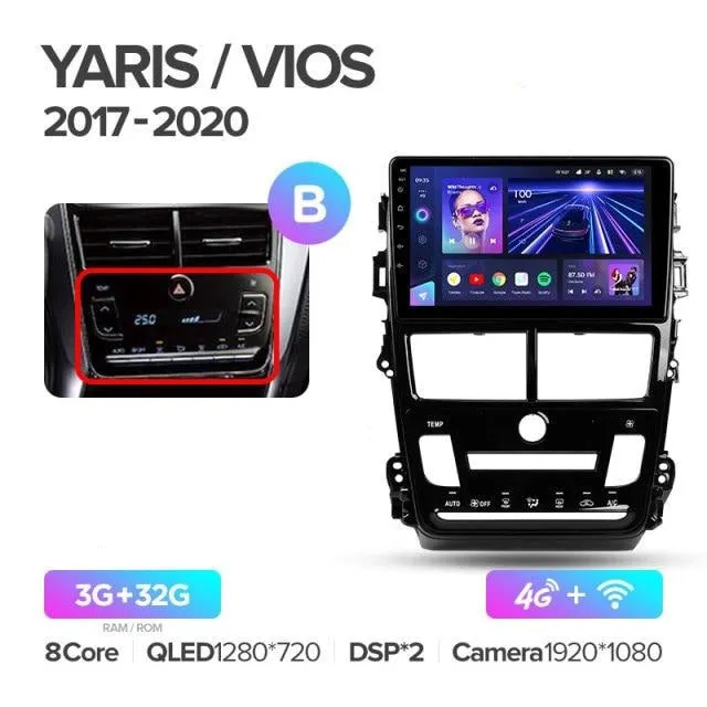 Car Dealz Elite 4G Model 10.2" Android 12.0 For Toyota Yaris Vios 2017 - 2020 In Dash Plus OEM Fascia
