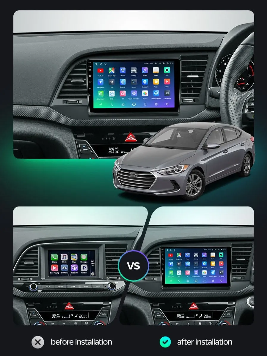 Car Dealz Premium Advanced 4G Data Model 10.2" Android 12.0 For Hyundai Elantra 6 2015-2019 In Dash Plus OEM Fascia