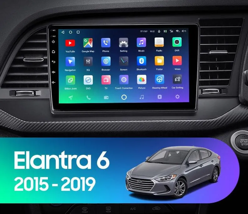 Car Dealz Premium Advanced 4G Data Model 10.2" Android 12.0 For Hyundai Elantra 6 2015-2019 In Dash Plus OEM Fascia