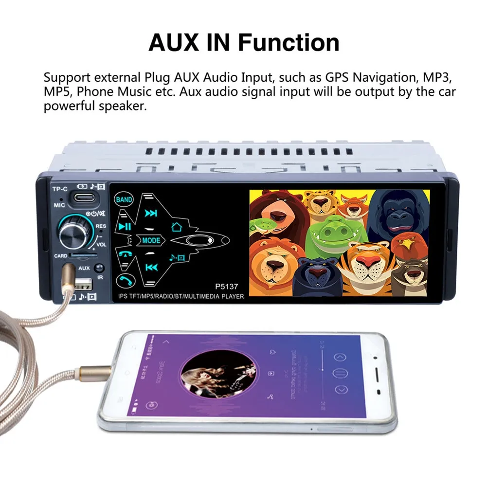 Car Radio 3.8-inch Ips Full Touch-screen Mp5 Player Pm3 Bluetooth