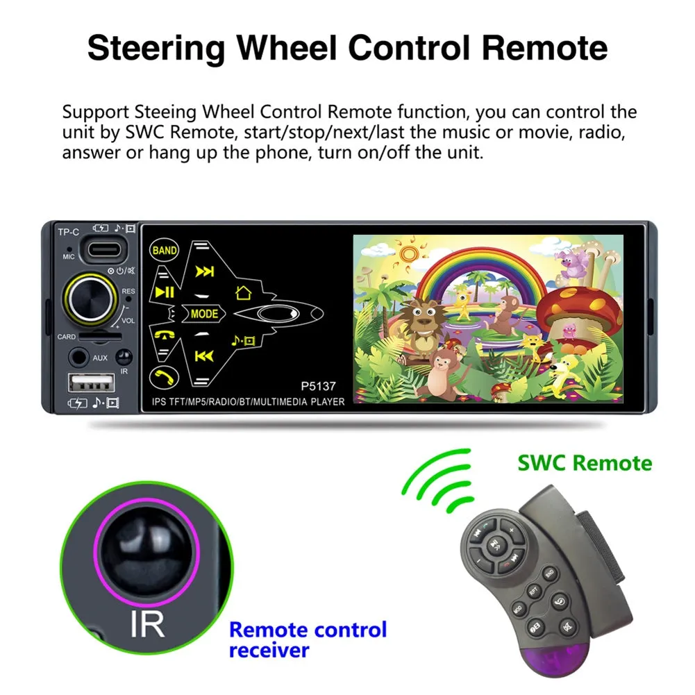 Car Radio 3.8-inch Ips Full Touch-screen Mp5 Player Pm3 Bluetooth
