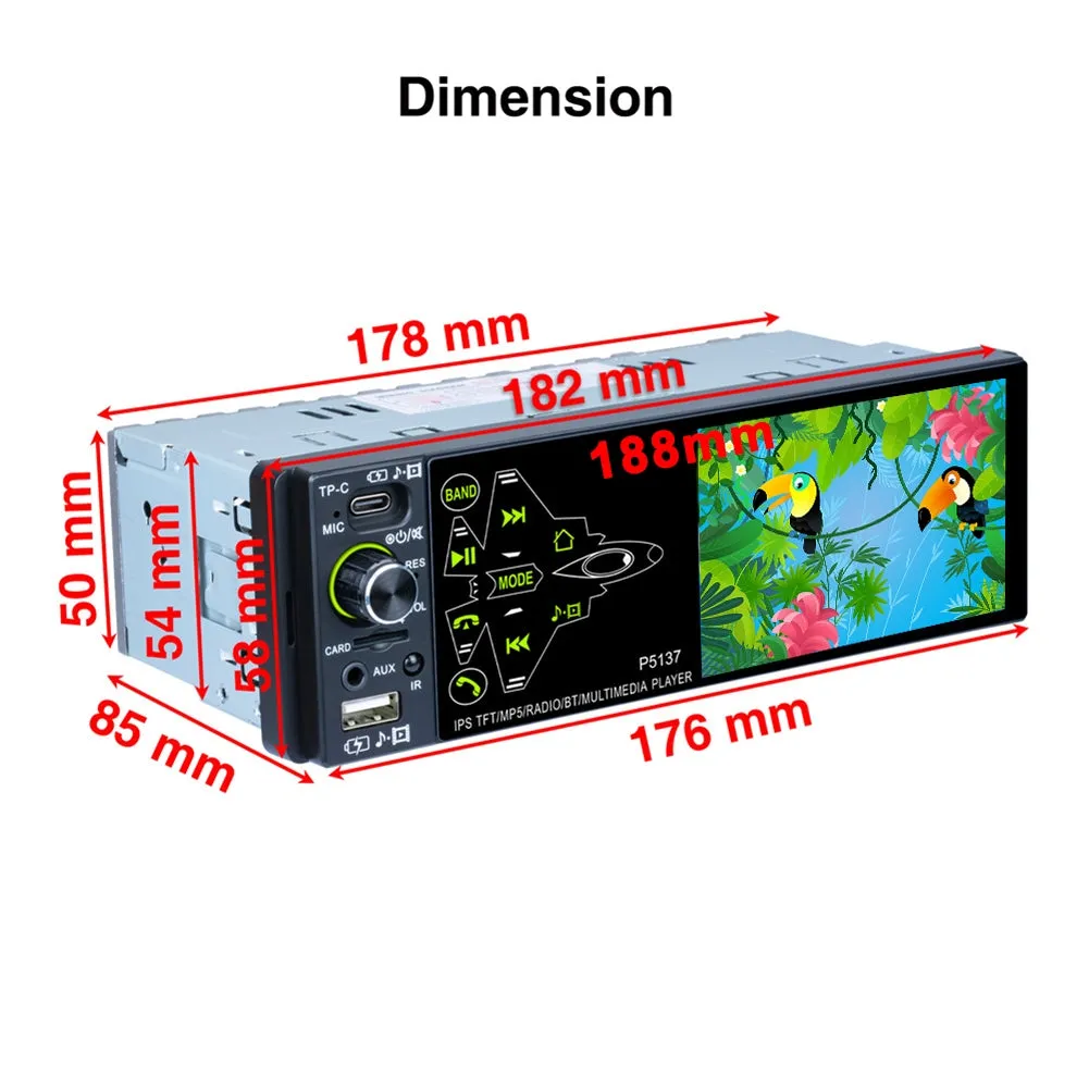 Car Radio 3.8-inch Ips Full Touch-screen Mp5 Player Pm3 Bluetooth