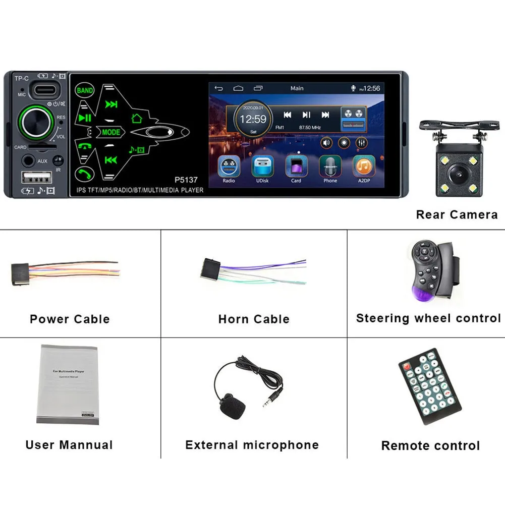 Car Radio 3.8-inch Ips Full Touch-screen Mp5 Player Pm3 Bluetooth