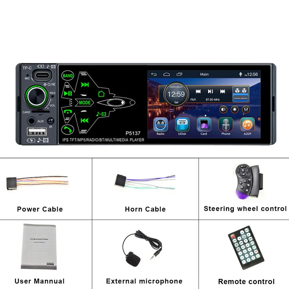 Car Radio 3.8-inch Ips Full Touch-screen Mp5 Player Pm3 Bluetooth
