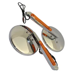Cipa USA 01907 Motorcycle Round LED Lighted Mirror Kit; Chrome [Left And Right Side];