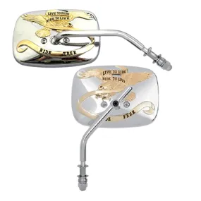 Cipa USA 01925 Motorcycle Live To Ride Mirror Kit; Chrome w/Gold Accents [Left And Right Side];