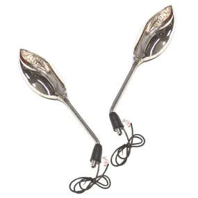 Cipa USA 01935 Motorcycle Sport Bike Lighted Mirror Kit; Chrome [Left And Right Side];