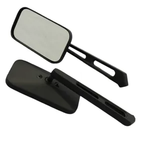 Cipa USA 01943 Motorcycle Rectangle Classic Mirror Kit; Black [Left And Right Side];