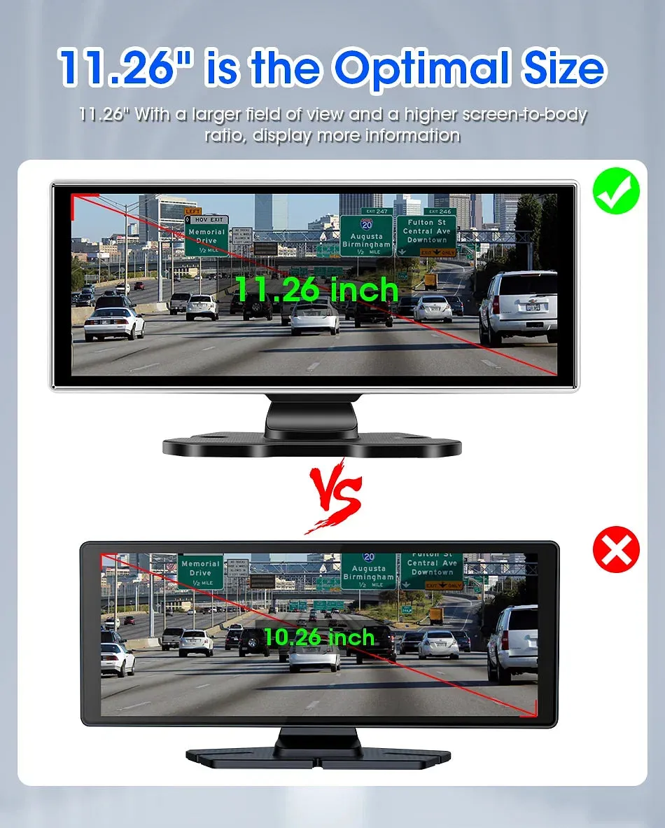 Color Name: Orange, Sd Card Memory: 64G - 11.26" 4K Dash Cam Rear