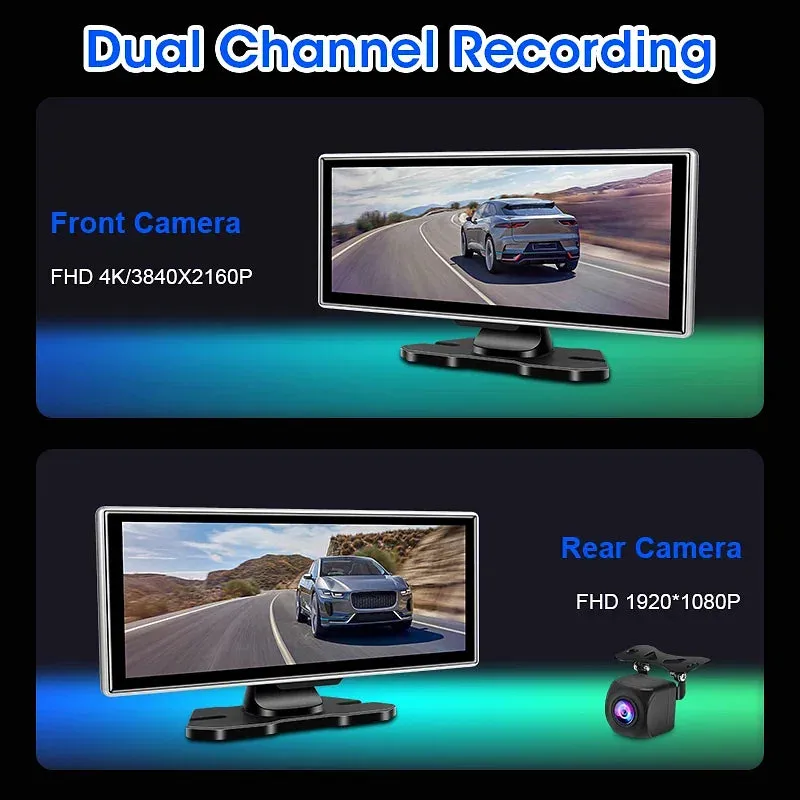Color Name: Orange, Sd Card Memory: 64G - 11.26" 4K Dash Cam Rear