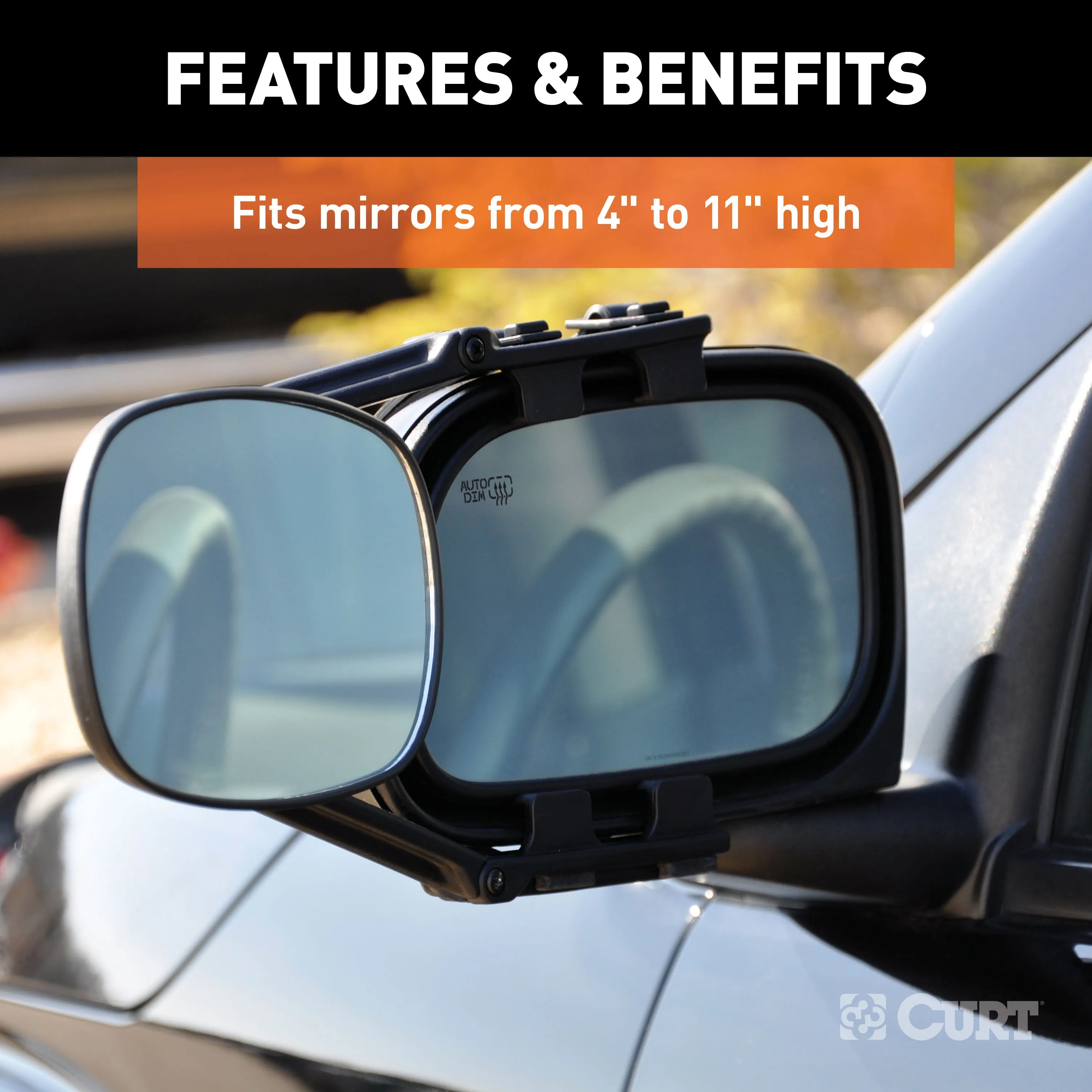 CURT 20002 CURT 20002 5 x 7-1/2-Inch Universal Strap-On Adjustable Extendable Towing Mirror