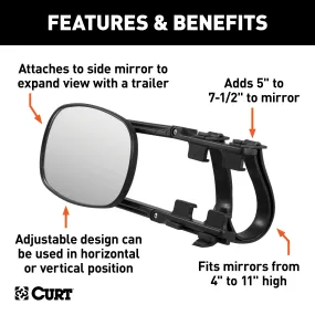 CURT 20002 CURT 20002 5 x 7-1/2-Inch Universal Strap-On Adjustable Extendable Towing Mirror