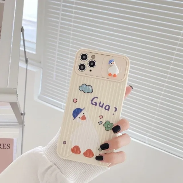 Cute Dinosaur Slide Camera Protection iPhone Case