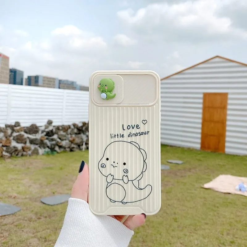 Cute Dinosaur Slide Camera Protection iPhone Case