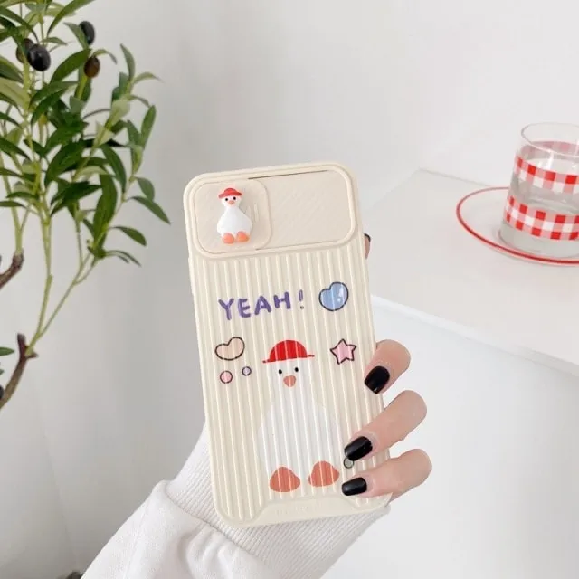 Cute Dinosaur Slide Camera Protection iPhone Case