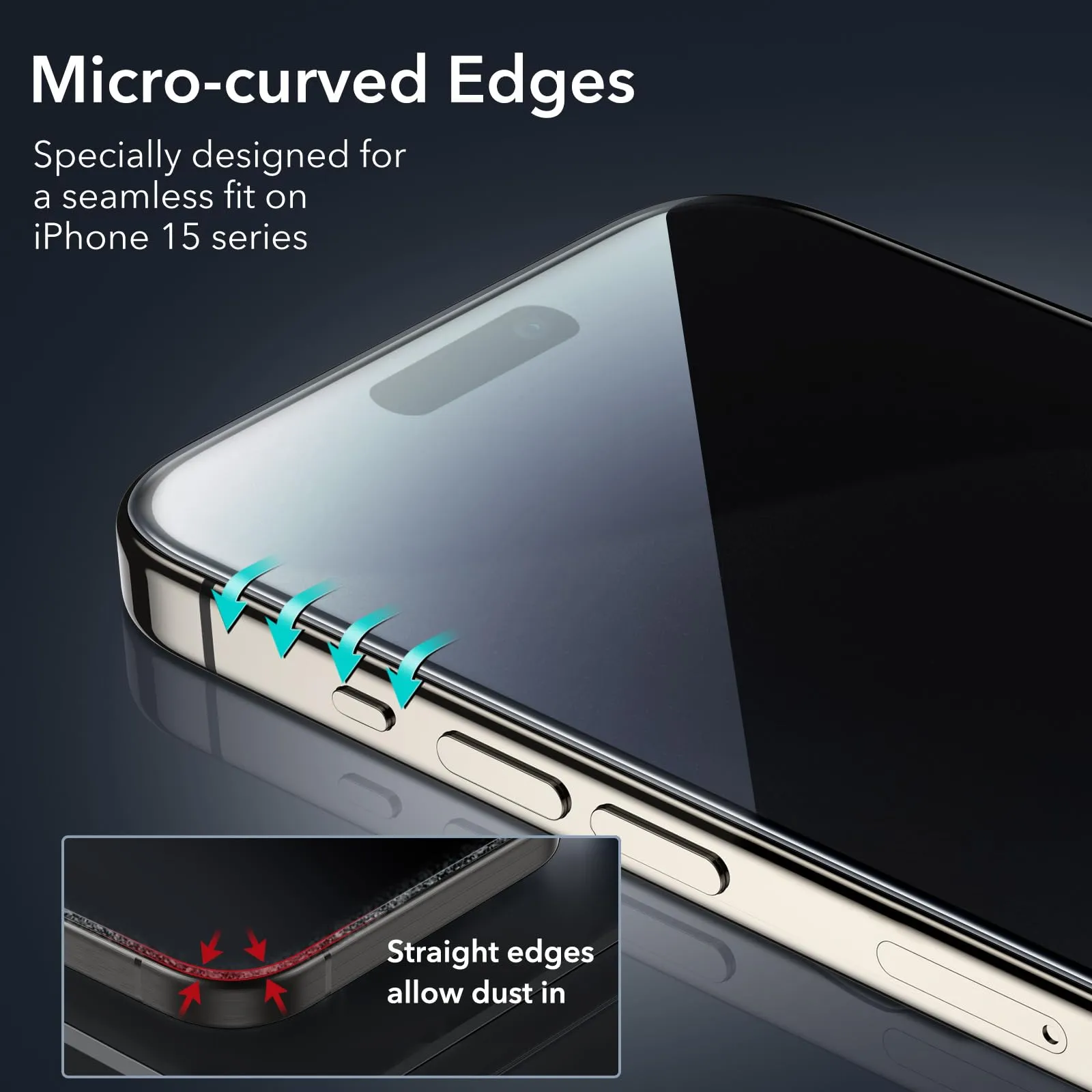 ESR for iPhone 15 Pro Max Privacy Screen Protector Set, 3-Pack, Anti-spy Tempered-Glass, Micro-curved Edges, Case Friendly