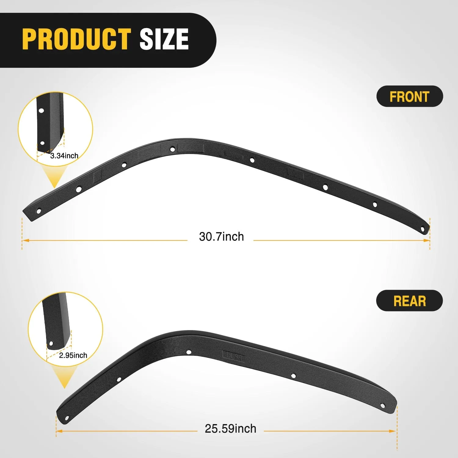 Fender Flares Extensions Set Compatible with 2018-2024 Wrangler JL and JLU Unlimited 2/4 Doors (Only for Low Wheel Arches)