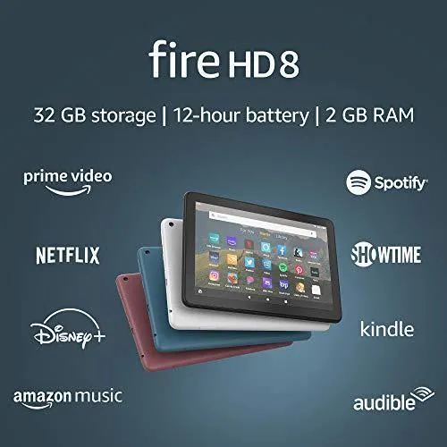 Fire HD 8 tablet, 8" HD display, 32 GB, designed for portable entertainment, Black