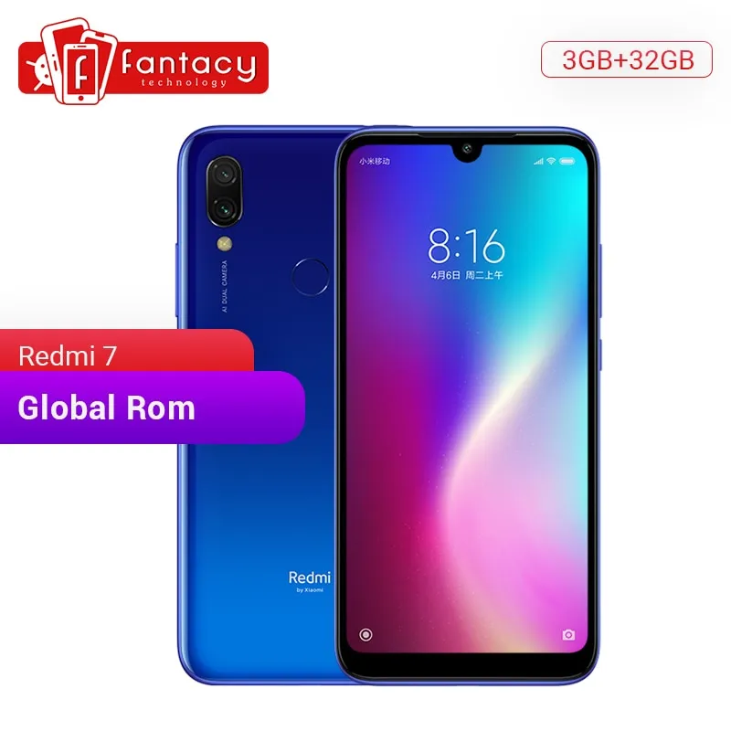 Global Rom Xiaomi Redmi 7 3GB RAM 32GB ROM Snapdragon 632 Octa Core 12MP Dual Camera 6.26" HD Mobile Phone 4000mAh Large Battery