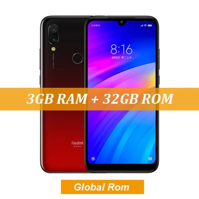 Global Rom Xiaomi Redmi 7 3GB RAM 32GB ROM Snapdragon 632 Octa Core 12MP Dual Camera 6.26" HD Mobile Phone 4000mAh Large Battery