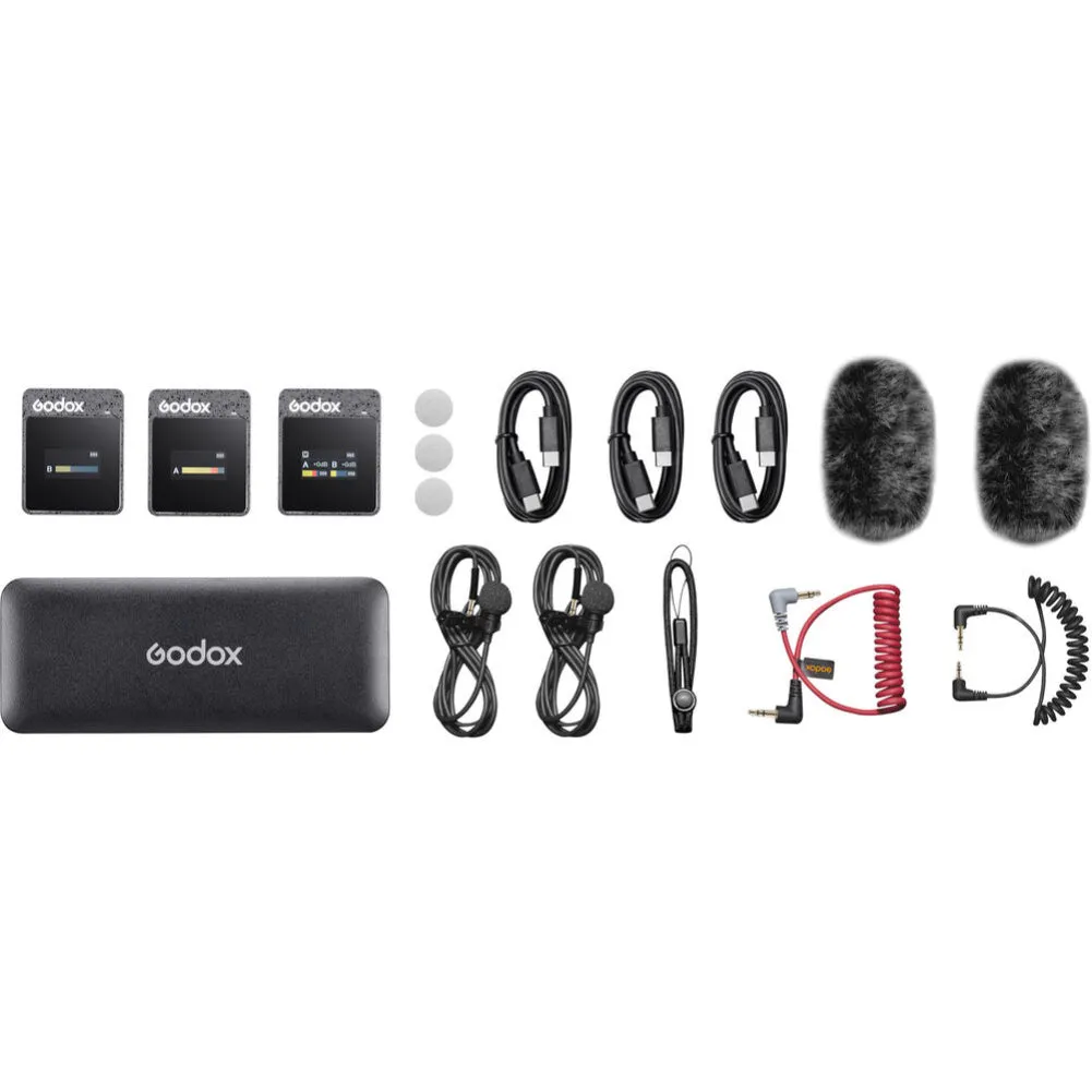 Godox MoveLink II M2 Compact 2-Person Wireless Microphone System for Cameras & Smartphones with 3.5mm (2.4 GHz)