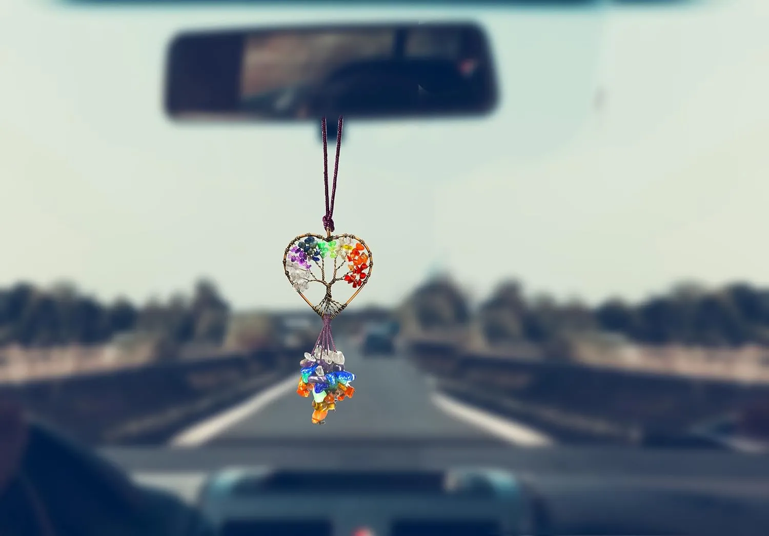 Healing Crystal Tree of Life Chakras Stones Meditation Decoration Car Hanging Accessories