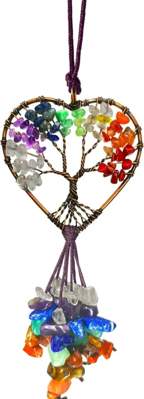 Healing Crystal Tree of Life Chakras Stones Meditation Decoration Car Hanging Accessories