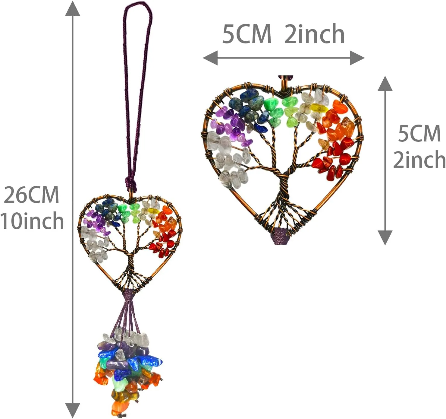 Healing Crystal Tree of Life Chakras Stones Meditation Decoration Car Hanging Accessories