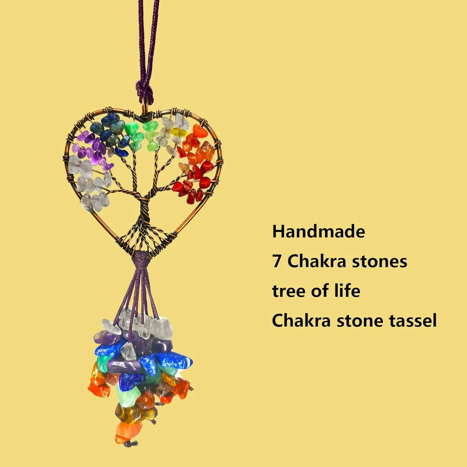 Healing Crystal Tree of Life Chakras Stones Meditation Decoration Car Hanging Accessories