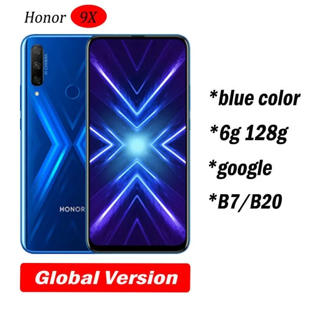 Honor 9x Smart Phone 6.59 inch Lifting Full Screen 48MP Dual Cameras 4000mAh GPU Turbo Mobile Phone