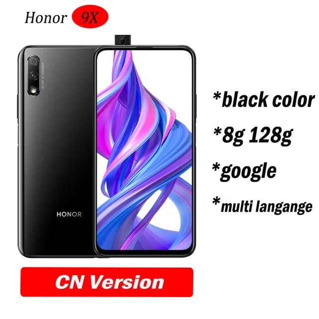 Honor 9x Smart Phone 6.59 inch Lifting Full Screen 48MP Dual Cameras 4000mAh GPU Turbo Mobile Phone