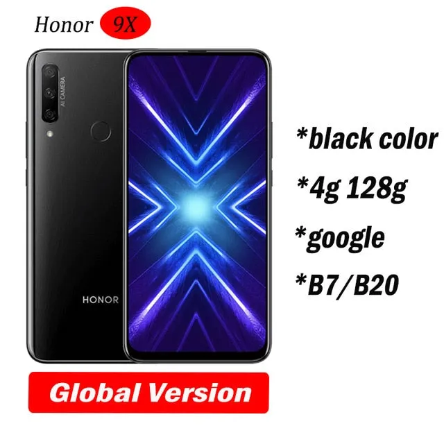 Honor 9x Smart Phone 6.59 inch Lifting Full Screen 48MP Dual Cameras 4000mAh GPU Turbo Mobile Phone