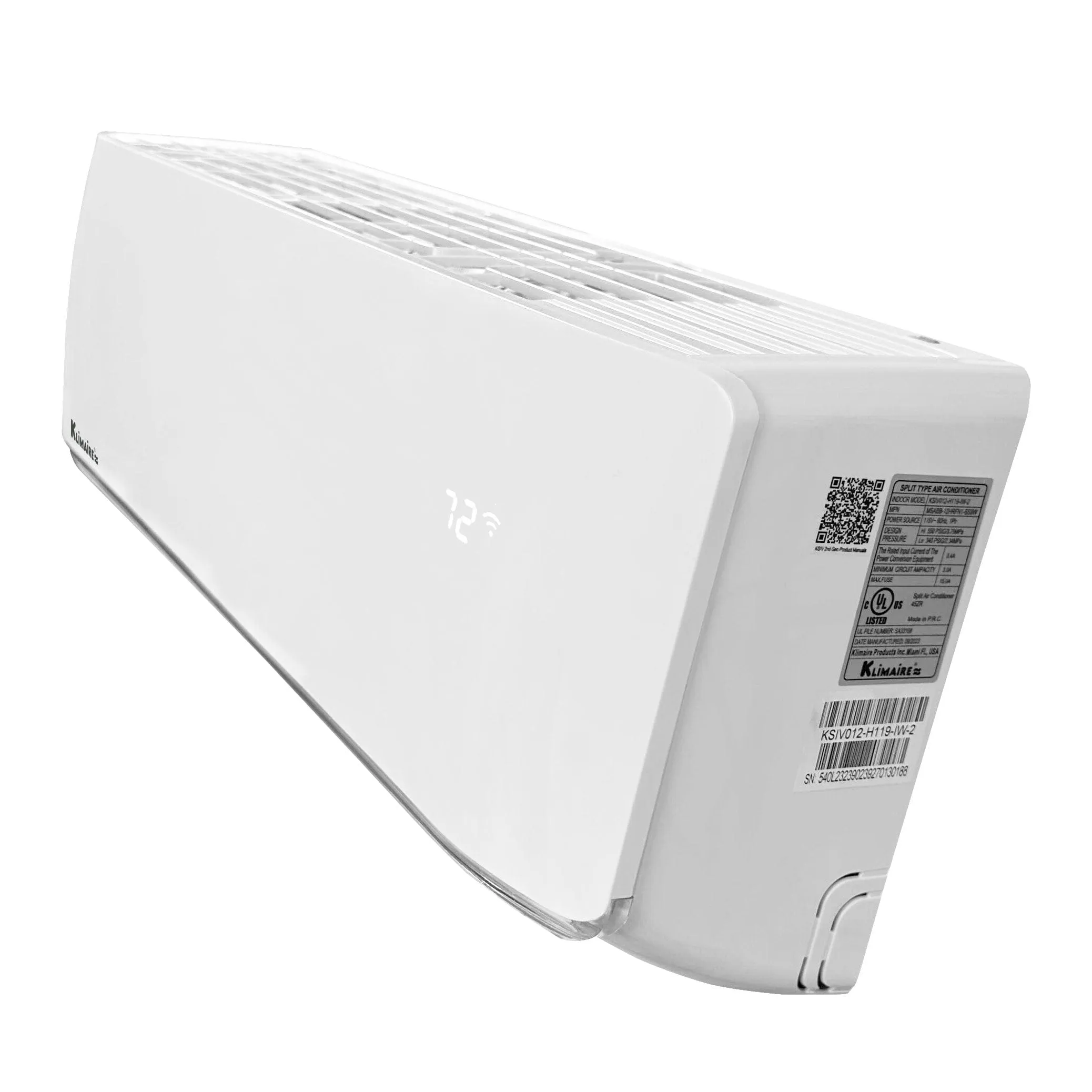 Klimaire 30,000 Btu 18.6 SEER2 220V Wall-mounted Ductless Mini-split Air Conditioner Heat Pump