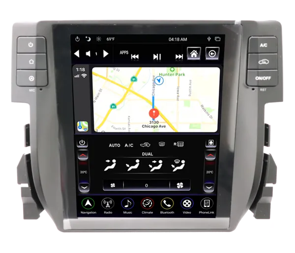 Linkswell T-Style Radio Honda Civic (16-19) 10.4" Android Generation 4 - TS-HDCV10-4RR-4B