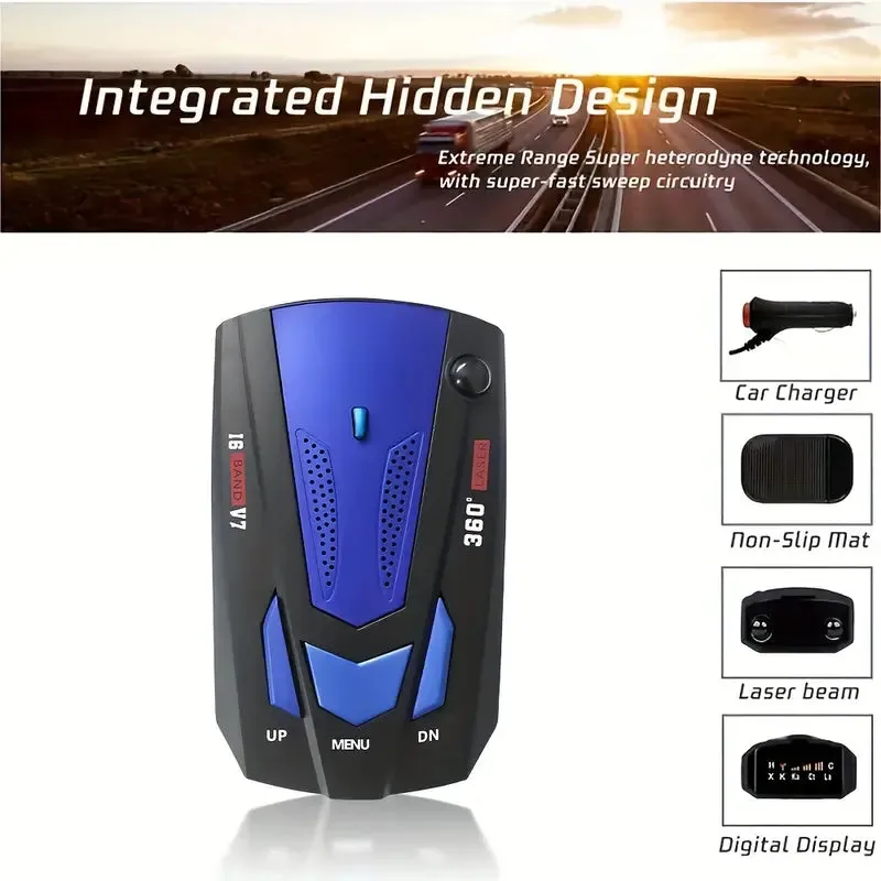 Long Range Car Detection System,City/Hwy Speed Alarm & POP Fast Scan, Automatic 360° Detection With Voice Prompt