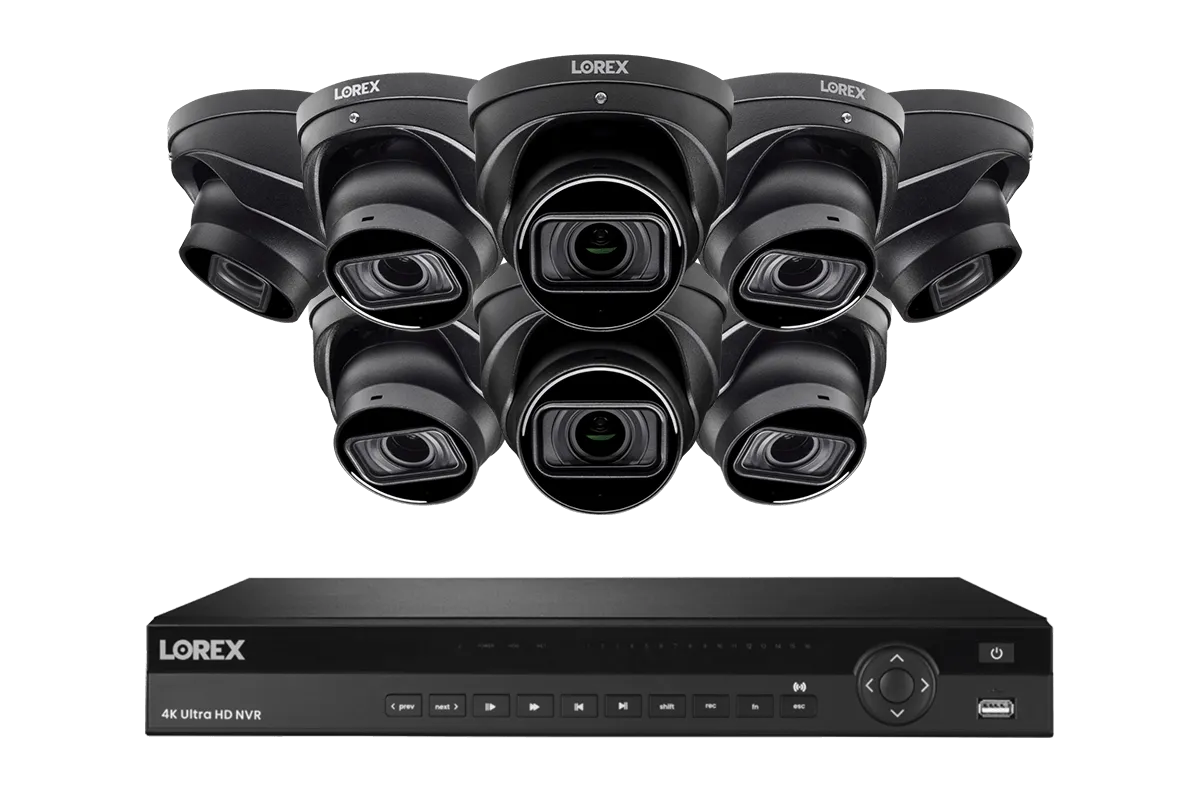 Lorex 4K (16 Camera Capable) 4TB Wired NVR System with Nocturnal 3 Smart IP Dome Cameras with Listen-in Audio and Motorized Varifocal Lenses