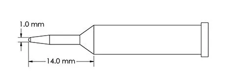 Metcal GT6-CN0010A Sharp Conical Solder Tip, 1.0 x 14mm