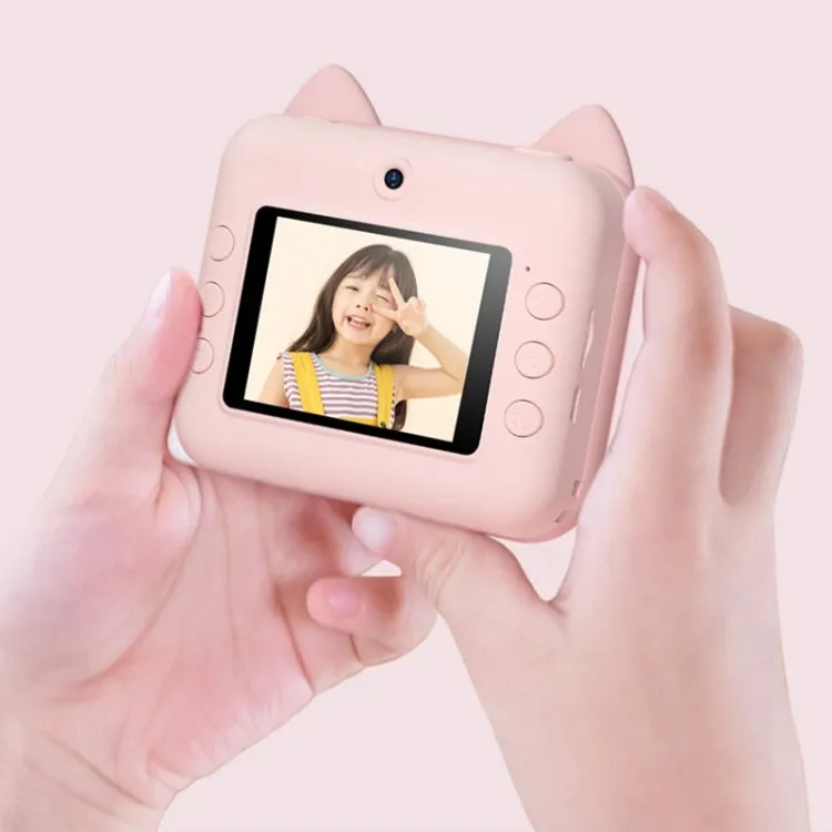 Mini Dual-Lens Instant Camera for Kids - 1200W Green Dinosaur Edition with Print Function