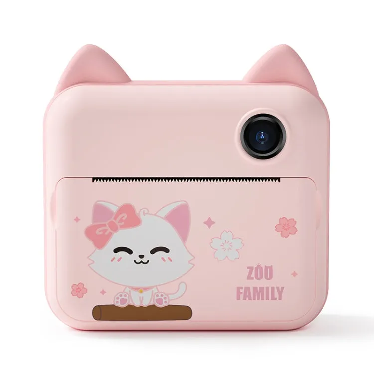 Mini Dual-Lens Instant Camera for Kids - 1200W Green Dinosaur Edition with Print Function