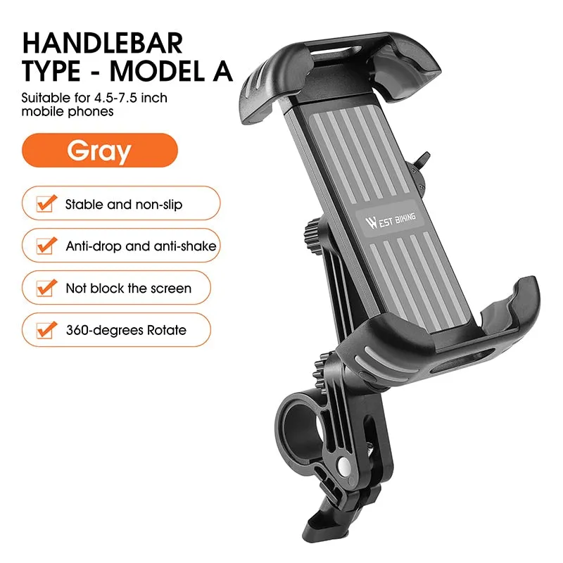 Motorcycle Phone Holder 360° Adjustable Bike Phone Support Electric Scooter Smartphones Bracket Gps 4.5-7.5 Inch