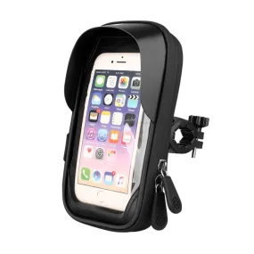 Mountain Bike Card Holder Touch Screen Mobile Phone Holder Motorcycle Electric Vehicle Waterproof Navigation Bracket Shade Mobile Phone Holder, Style:Handlebars(Black)