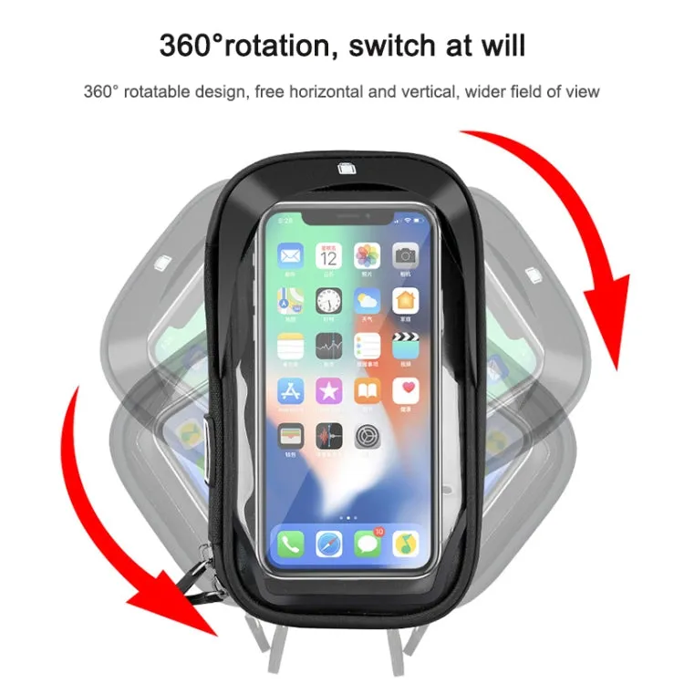 Mountain Bike Card Holder Touch Screen Mobile Phone Holder Motorcycle Electric Vehicle Waterproof Navigation Bracket Shade Mobile Phone Holder, Style:Handlebars(Blue)