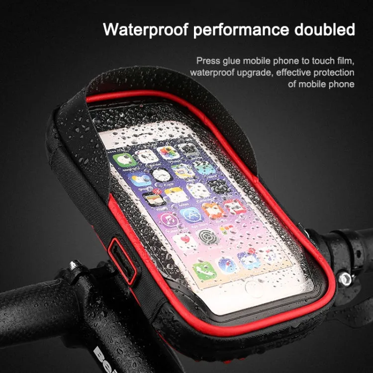 Mountain Bike Card Holder Touch Screen Mobile Phone Holder Motorcycle Electric Vehicle Waterproof Navigation Bracket Shade Mobile Phone Holder, Style:Handlebars(Blue)
